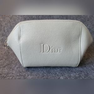 Dior pouch Makeup bag Grey with Silver logo zipper pull
